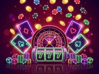 Isang matingkad na display ng mga luxury online slot machine na may mga neon accent